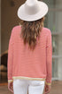 Contrast Trimmed Striped Drop Shoulder Sweater